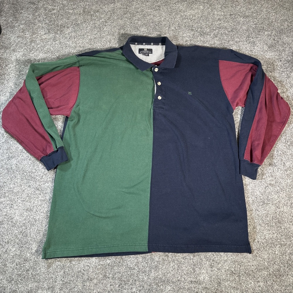 Vintage Givenchy Polo Shirt Mens XL Red Blue Green 100% Cotton Colorblock
